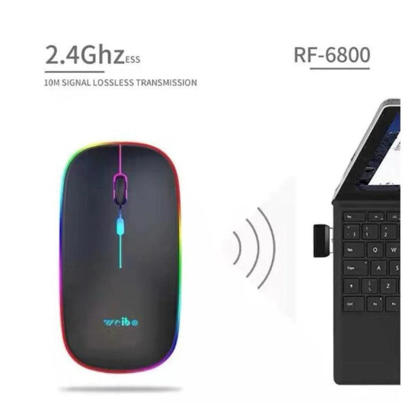 Mouse Sem Fio Óptico Recarregável RGB, USB 2.4GHz: Praticidade, conforto e estilo sem cabos!