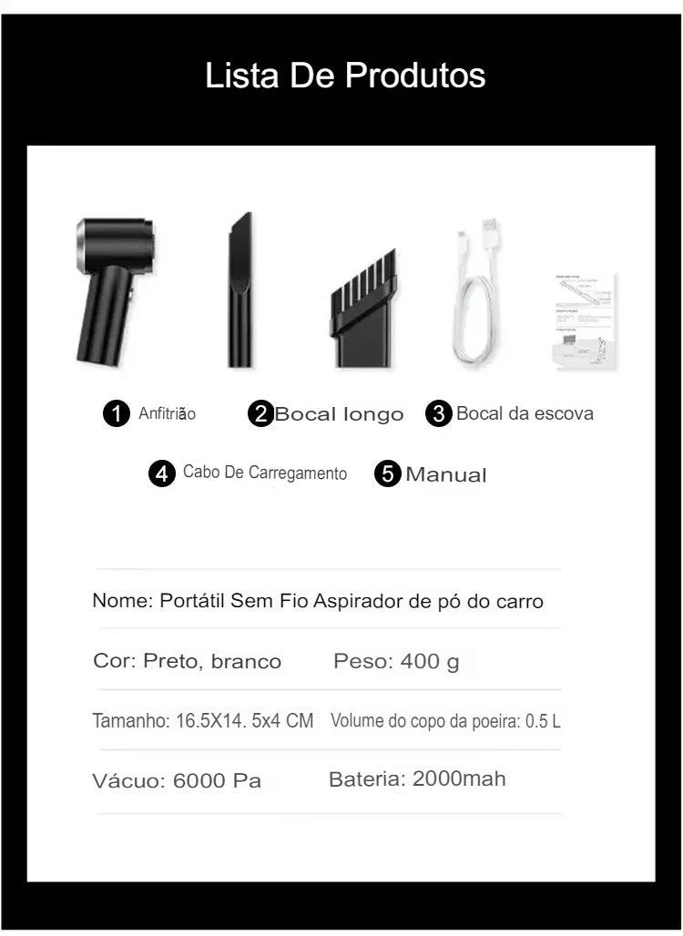 Aspirador de pó portátil USB-linha premium para carro, cozinha e casa.